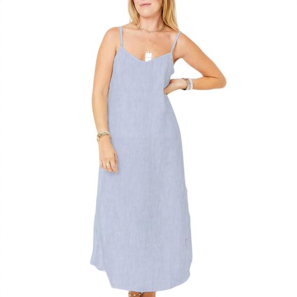 NEW KERRI ROSENTHAL women's sabine linen dress in blue - Picture 3 of 3